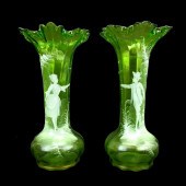 PAIR OF ANTIQUE MARY GREGORY VASESPair