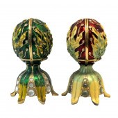 PAIR OF FABERGE STYLE MUSIC BOXESPair