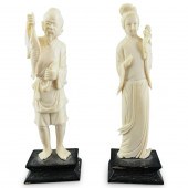 TWO ANTIQUE CHINESE CARVED FIGURINESLot