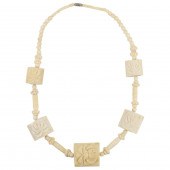 CHINESE CARVED BONE BEADED NECKLACEChinese