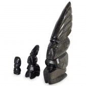 THREE MEXICAN OBSIDIAN STONE FIGURINESGrouping