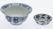 TWO CHINESE BLUE AND WHITE BOWLS the