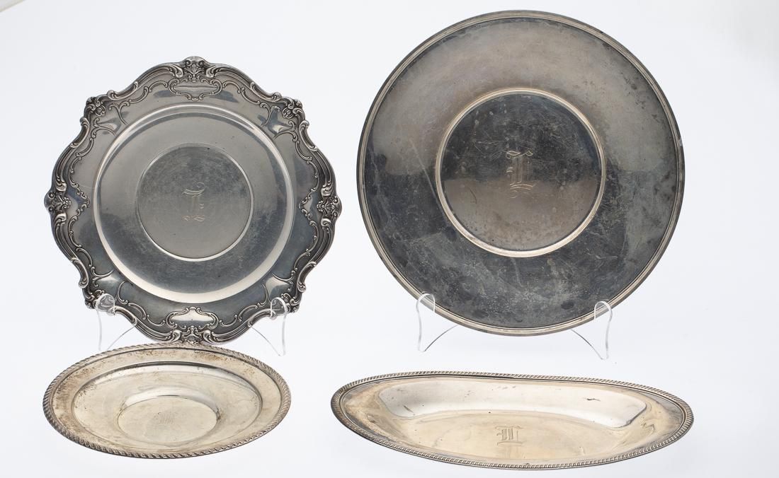 4 STERLING SILVER SERVING PLATES 3d2fde
