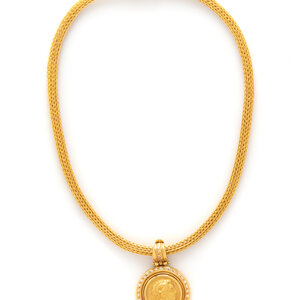 YELLOW GOLD AND DIAMOND COIN PENDANT/NECKLACE
Consisting