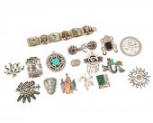A LARGE GROUP OF MEXICAN SILVER JEWELRYA
