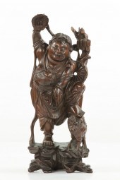 CHINESE BOXWOOD CARVED FIGURE OF LIU