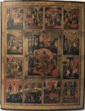 A LARGE ICON SHOWING THE CRUCIFIXION