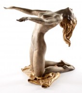 A FRENCH BRONZE AND PARCEL GILT FIGURE,