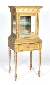 FRENCH CABINET DISPLAY CASE ON STAND