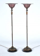 PAIR OF TORCHIERE FLOOR LAMPS WITH AMETHYST