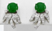 14K GOLD, IMPERIAL JADE EARRINGS WITH