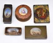 5PC GROUPING OF PICTORIAL TREEN BOXES