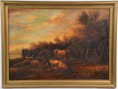 CONTINENTAL SCHOOL COWS AND SHEEP, OIL