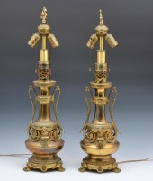 PAIR OF FRENCH BRASS TABLE LAMPSPair