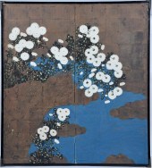 JAPANESE TWO PANEL HAND PAINTED SCREEN