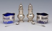 PAIR OF ENGLISH STERLING SALTS AND ASSOCIATED