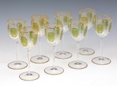 8 MOSER TALL STEM CRYSTAL WINE GLASSES,