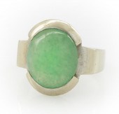 18K GOLD & JADE RING WITH ARCHITECTURAL
