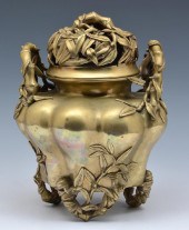 CHINESE COVERED BRASS CENSOR, BAMBOO