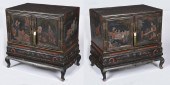 PAIR OF LACQUERED CHINESE CABINETS ON