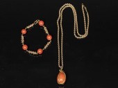 14K GOLD AND CORAL NECKLACE AND BRACELETProperty