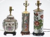 3 CHINESE PORCELAIN LAMPSProperty from
