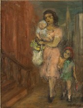 LILY HARMON, MOTHER AND CHILDREN, OIL