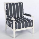 MODERN WHITE BOBBIN TURNED OPEN ARMCHAIRwith