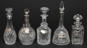 GROUP OF 5 CUT GLASS DECANTERS, INCLUDING
