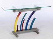 JOHN BUCCI, COLORED ARCHED METAL CONSOLE