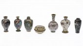 6 ASIAN CLOISONNE MINIATURE VASES AND