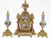 LOUIS XVI STYLE 3-PIECE CLOCK GARNITURE,