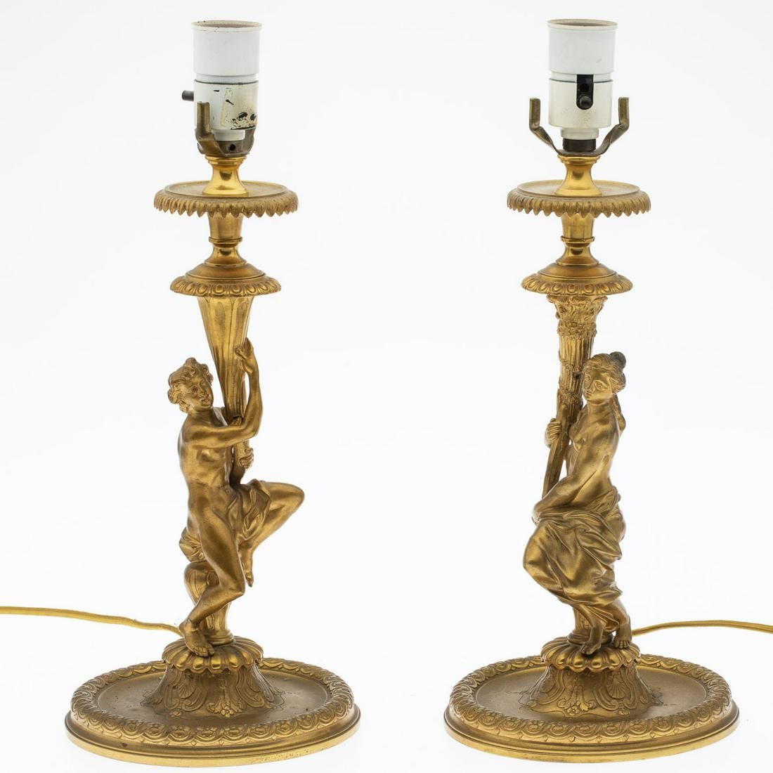 PAIR OF FRENCH GILT METAL CANDLESTICKS 3d3276