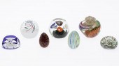 5 PAPERWEIGHTS AND TWO GLASS EGGS INCLUDING