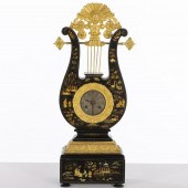FRENCH LYRE-FORM MANTLE CLOCKFrench