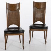 PAIR OF MID-CENTURY BURLWOOD AND CANED