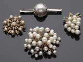 GROUP OF FOUR PEARL AND GOLD PINSGroup