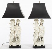 PAIR OF STAFFORDSHIRE FORESTER LAMPS,