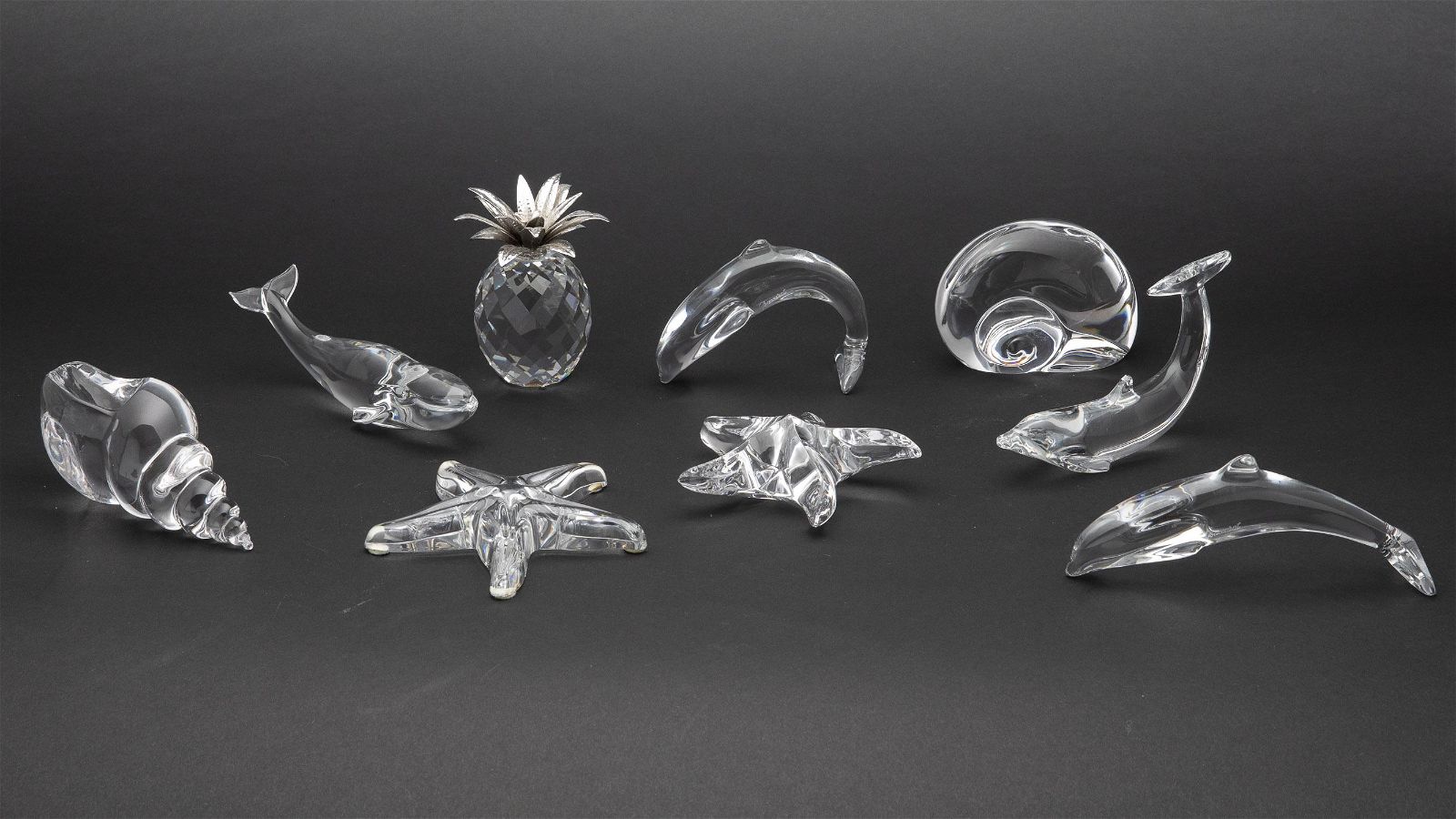 9 GLASS ANIMALS SHELLS AND FRUIT 3d33f0