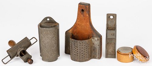 COLLECTION OF FIVE NUTMEG GRATERS  3d3427