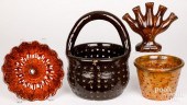 TWO REDWARE COLANDERS, 19TH C.Two redware