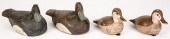 TWO PAIRS OF CARVED AND PAINTED DUCK