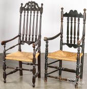 TWO NEW ENGLAND WILLIAM AND MARY ARMCHAIRSTwo
