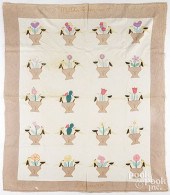 APPLIQUé QUILT WITH BIRDS PERCHED ON