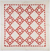 RED AND WHITE OHIO STAR PATCHWORK QUILTRed