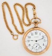 WALTHAM GOLD FILLED POCKET WATCH AND