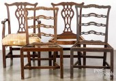 FOUR ENGLISH CHIPPENDALE MAHOGANY DINING