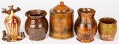 FIVE PIECES OF REDWARE, 19TH C.Five