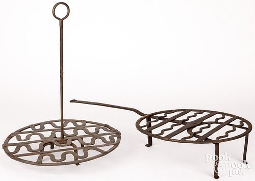 TWO WROUGHT IRON TRIVETS 19TH 3d3606