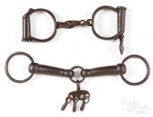 PAIR OF EARLY IRON HANDCUFFS, 19TH C.Pair